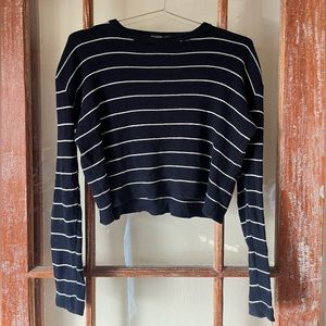 Brandy Melville Navy and White Striped Sweater